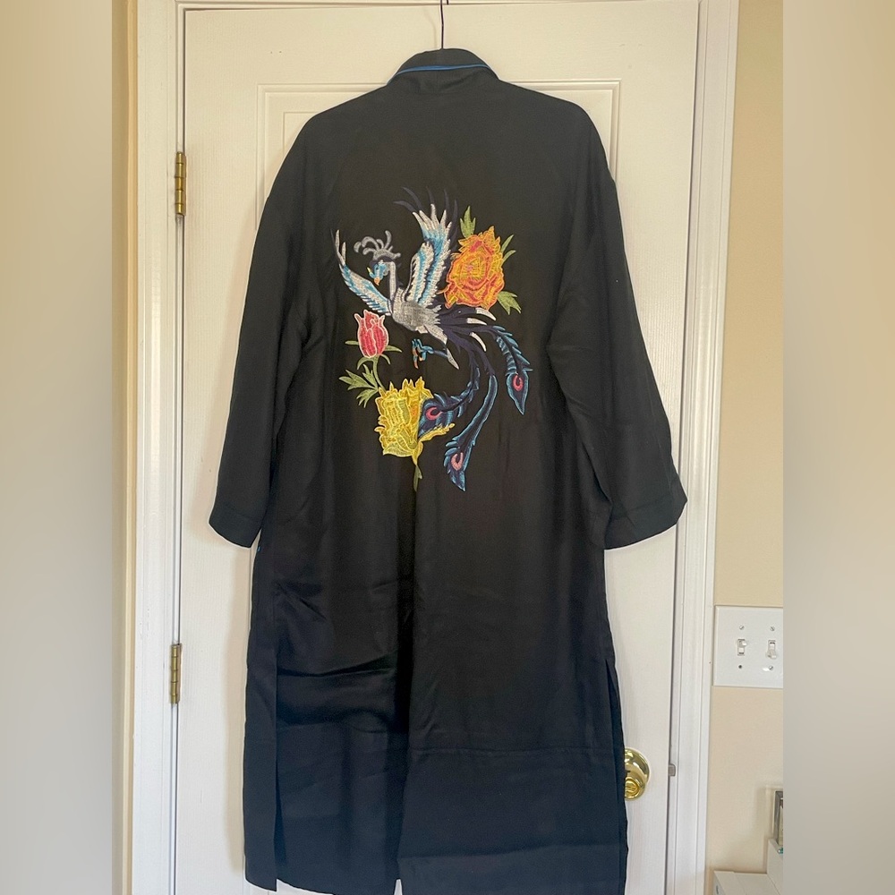 NWOT Free People Embroidered Peacock Long Duster Jacket Size XS/S